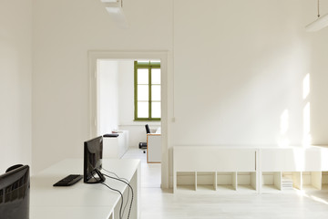 interior, office with furniture white