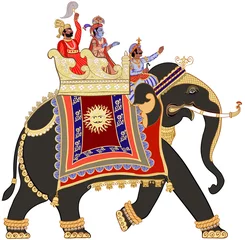 Peel and stick wall murals Art Studio decorated indian elephant