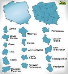 Polen als Übersichtskarte mit Grenzen