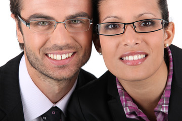 Portrait of a couple wearing glasses