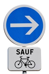 Sens de circulation obligatoire sauf pour les cycles