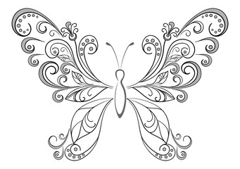 Butterfly, black silhouettes