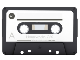 blank label on cassette tape