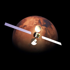 Artificial Probe orbiting above Red Planet Mars - 44939060