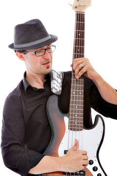 bassist playing instrument