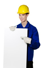 Lehrling / Azubi als Handwerker und Plakat