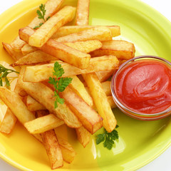 French fries with ketchup
