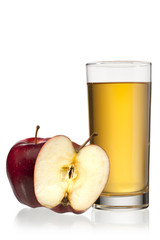 image of one and half apple with apple juice
