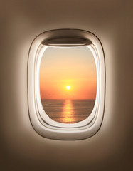 sunset in porthole