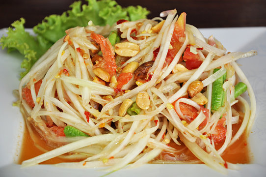 Thai papaya salad or Somtam