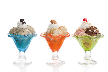 three different variant of ice creams