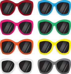 Plastic framed sunglasses in various colors