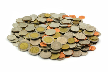 Coin thai bath on white background