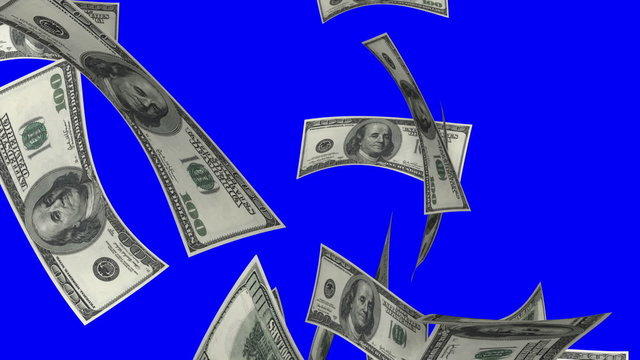 Falling Dollars (Loop on Blue Screen)