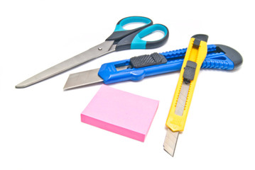 scissors, knifes and sticky notes