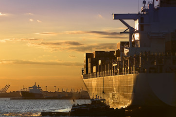 Sunset Cargo-Ship