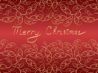 Merry Christmas postcard with vintage curves vector illustration