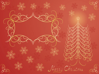 red Merry Christmas postcard vector illustration