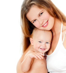 happy mom and baby