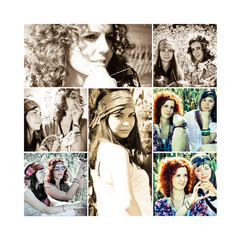 Junge Hippie Frauen Collage