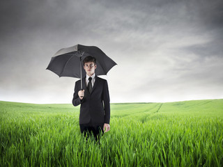 Businessman with an Umbrella