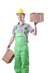 Construction worker isolated on the white