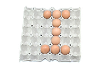 I , eggs alphabet on white background