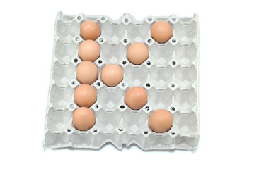 K , eggs alphabet on white background