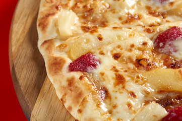 Pizza sweet with strawberries