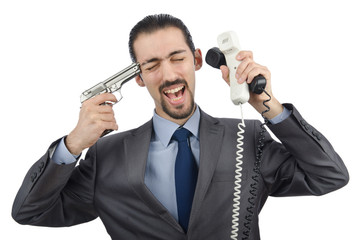 Naklejka premium Angry businessman killing the phone