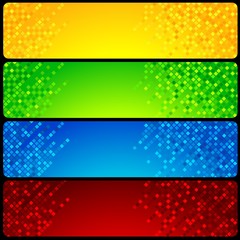 Four multicolored banners