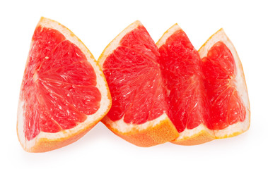 Fototapeta na wymiar Slices of grapefruit isolated on white background