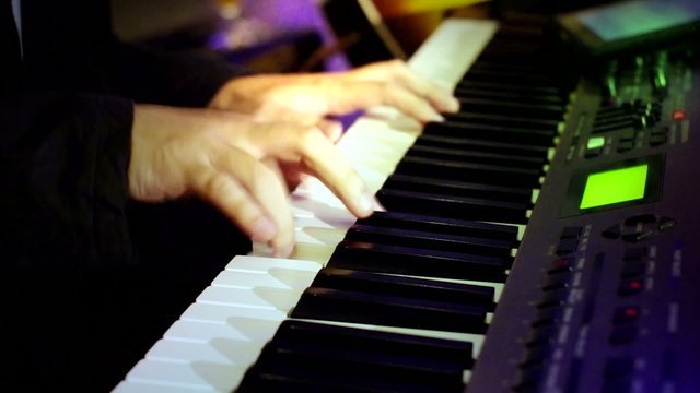 Hand Playing Piano No.4 with Lighting
