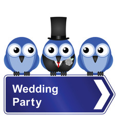 Comical wedding party sign