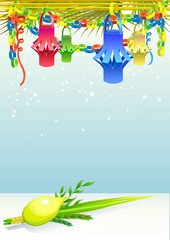 Fototapeta na wymiar Szczęśliwa Sukkot z elementami dekoracyjnymi