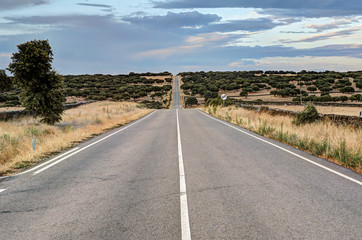endless highway in Castilla-Leon, Spain