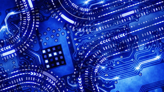 blue technology circuit board background loop