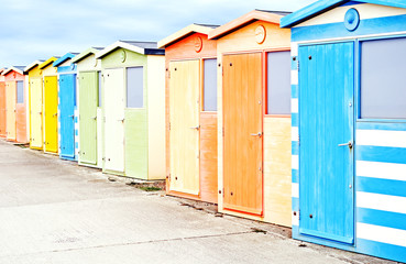 Colorful seaside beach huts