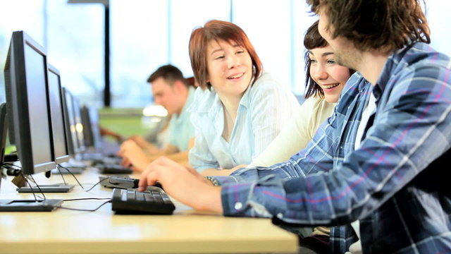 Online team of diverse classmates working in hub