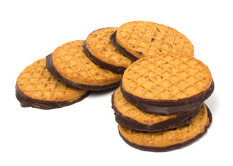 Chocolate cookies isolated on white background