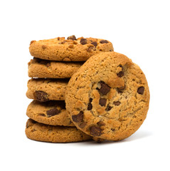 Chocolate pastry cookies isolated on white background.