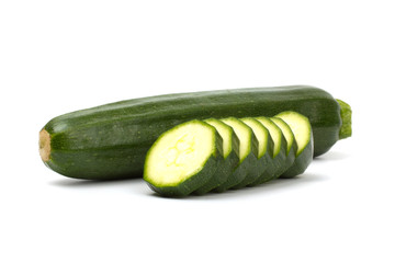 Cut zucchini courgette isolated on white background