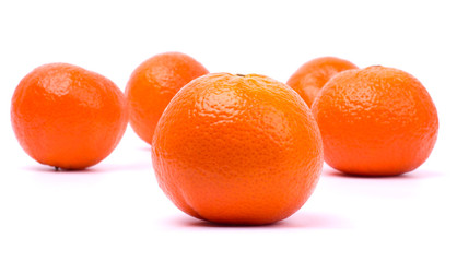 Ripe tangerines isolated on white background
