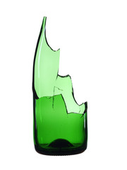 Broken bottle green isolated on white background