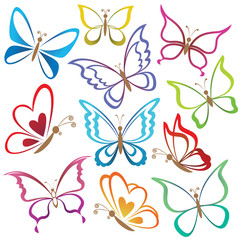 Set abstract butterflies
