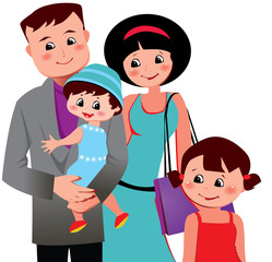 Happy family. Vector art-illustration on a white background.