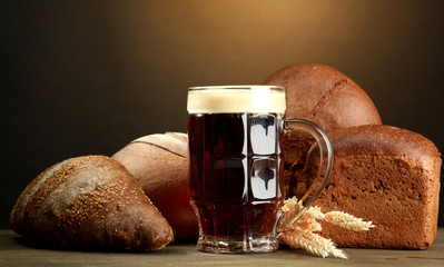 tankard of kvass and rye breads with ears,