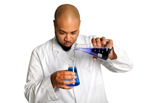 Lab Worker Mixing Chemicals