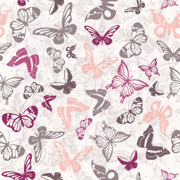 Seamless vector pattern with butterflies