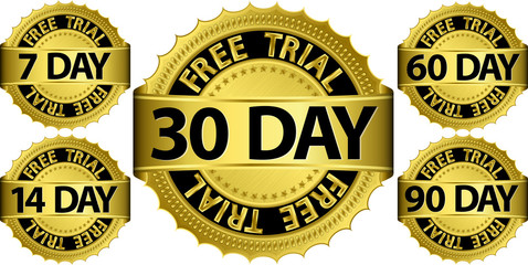 Free trial golden sign set, vector illustration